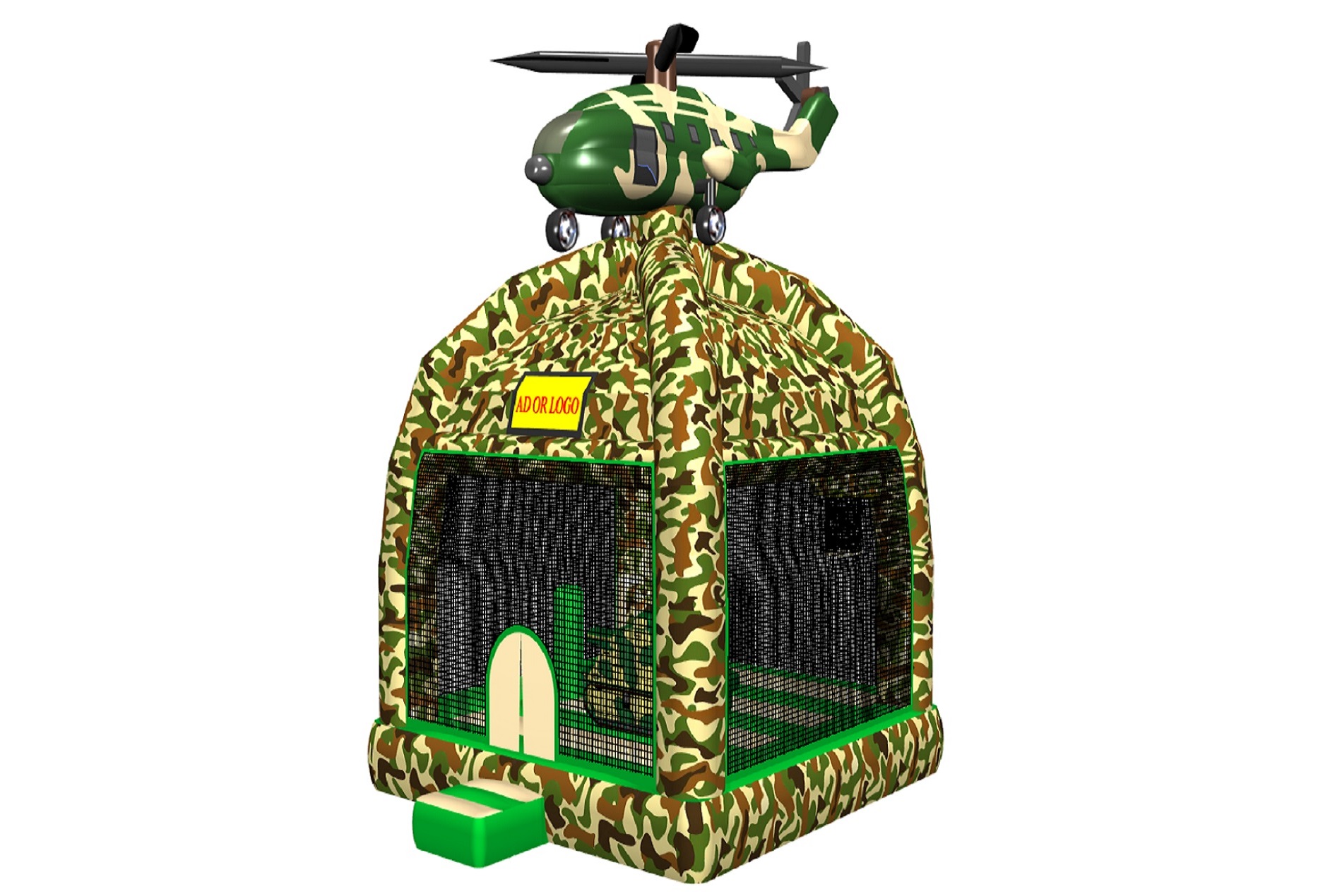 Camouflage Helicopter inflatable bounce castle