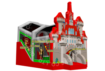 castle slide with jump bag playround