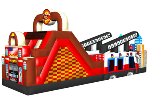 Fire Station & Fire Truck Inflatable Obstacle